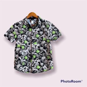 JURASSIC WORLD Button Down Tropical Print With Hidden Raptors